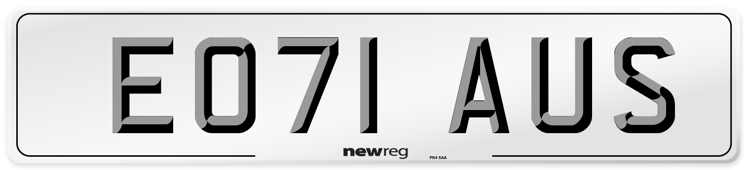 EO71 AUS Number Plate from New Reg